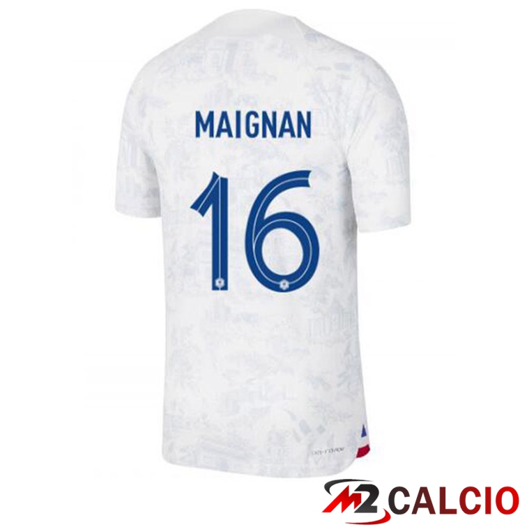 Maglie Calcio Personalizzate,Tute Calcio Squadre,Maglia Nazionale Italiana Calcio | Maglie Calcio Francia (MAIGNAN 16) Seconda Bianco Coppa Del Mondo 2022