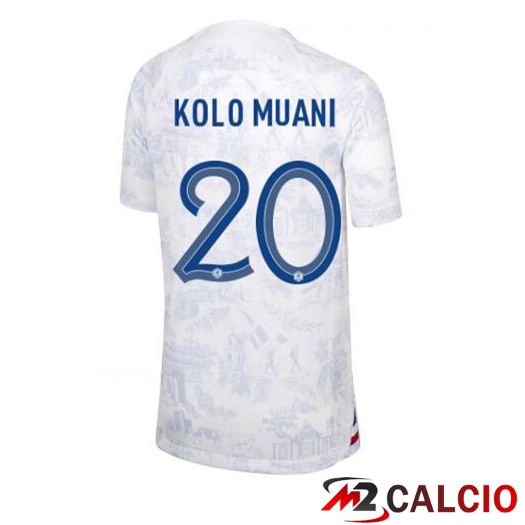 Maglie Calcio Personalizzate,Tute Calcio Squadre,Maglia Nazionale Italiana Calcio | Maglie Calcio Francia (KOLO MUANI 20) Seconda Bianco Coppa Del Mondo 2022