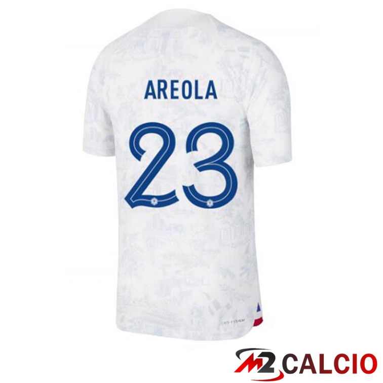 Maglie Calcio Personalizzate,Tute Calcio Squadre,Maglia Nazionale Italiana Calcio | Maglie Calcio Francia (AREOLA 23) Seconda Bianco Coppa Del Mondo 2022