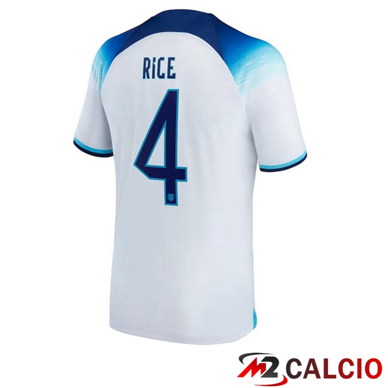 Maglie Calcio Personalizzate,Tute Calcio Squadre,Maglia Nazionale Italiana Calcio | Maglie Calcio Inghilterra (RICE 4) Prima Bianco Coppa Del Mondo 2022