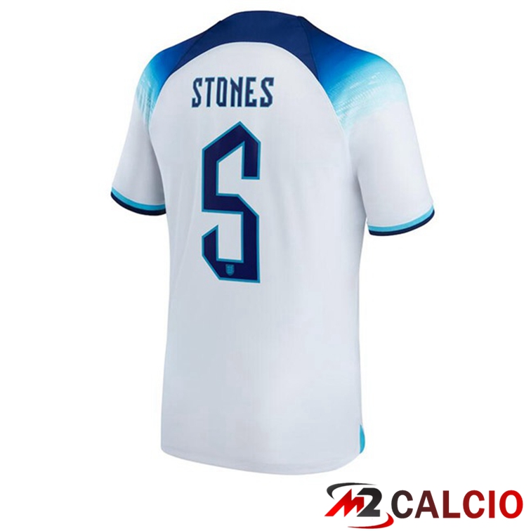 Maglie Calcio Personalizzate,Tute Calcio Squadre,Maglia Nazionale Italiana Calcio | Maglie Calcio Inghilterra (STONES 5) Prima Bianco Coppa Del Mondo 2022