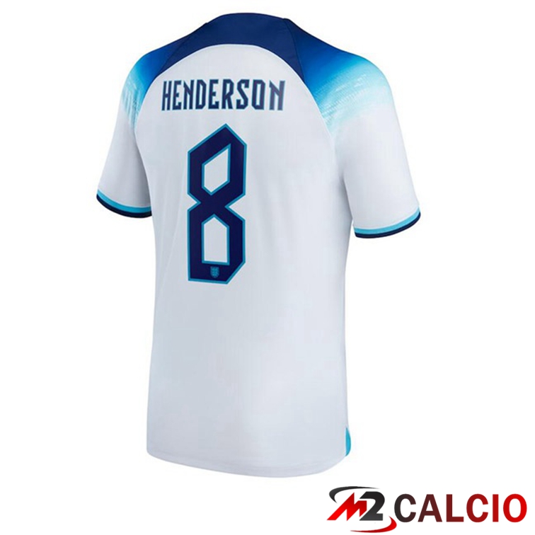 Maglie Calcio Personalizzate,Tute Calcio Squadre,Maglia Nazionale Italiana Calcio | Maglie Calcio Inghilterra (HENDERSON 8) Prima Bianco Coppa Del Mondo 2022