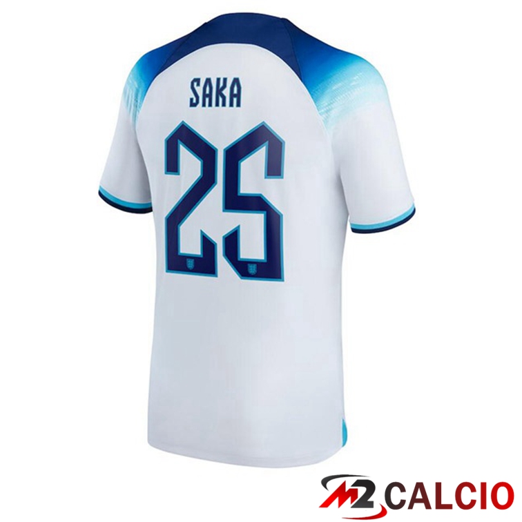 Maglie Calcio Personalizzate,Tute Calcio Squadre,Maglia Nazionale Italiana Calcio | Maglie Calcio Inghilterra (SAKA 25) Prima Bianco Coppa Del Mondo 2022