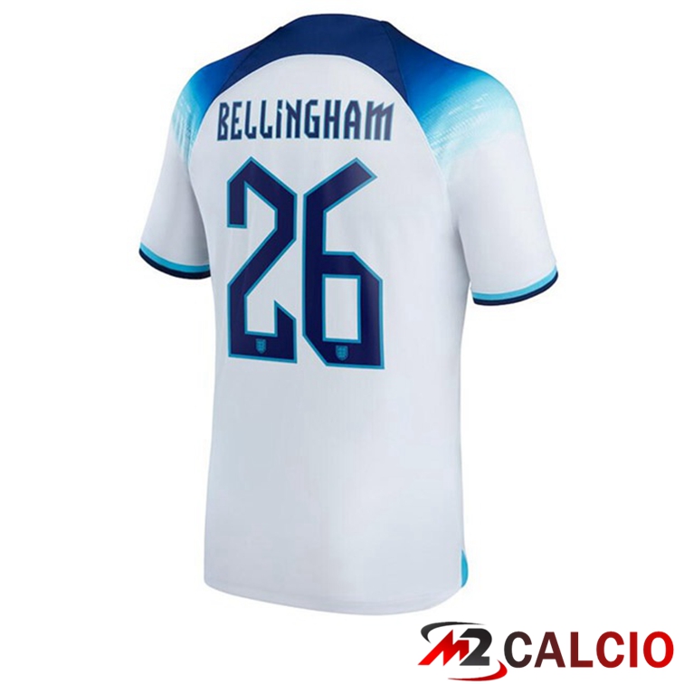 Maglie Calcio Personalizzate,Tute Calcio Squadre,Maglia Nazionale Italiana Calcio | Maglie Calcio Inghilterra (BELLINGHAM 26) Prima Bianco Coppa Del Mondo 2022