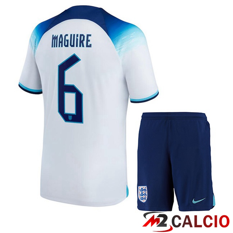 Maglie Calcio Inghilterra (MAGUIRE 6) Bambino Prima Bianco Coppa Del Mondo 2022