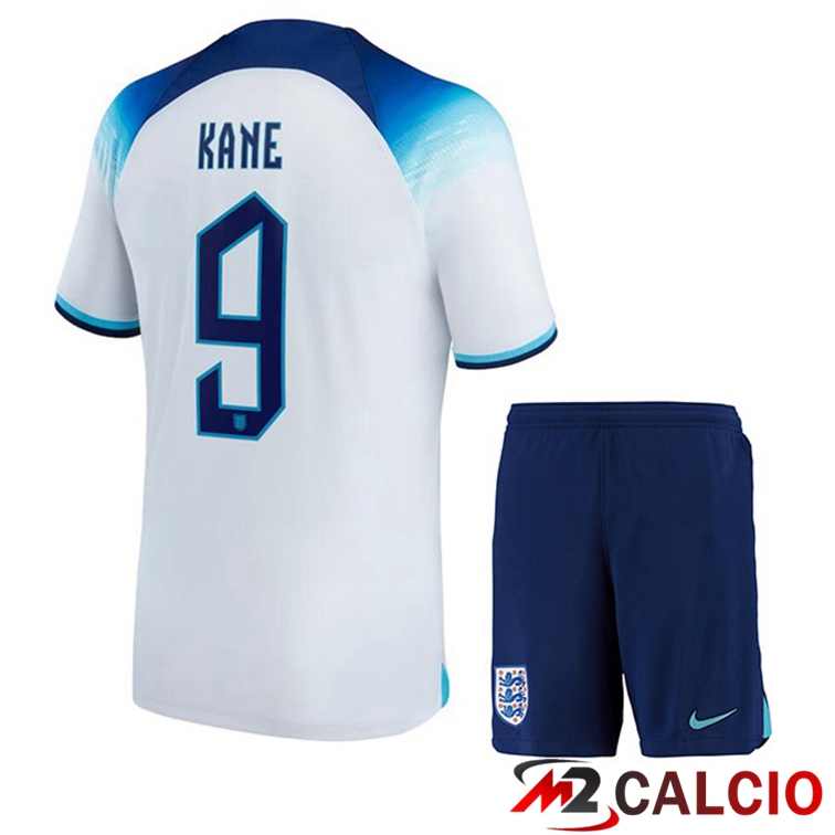 Maglie Calcio Inghilterra (KANE 9) Bambino Prima Bianco Coppa Del Mondo 2022