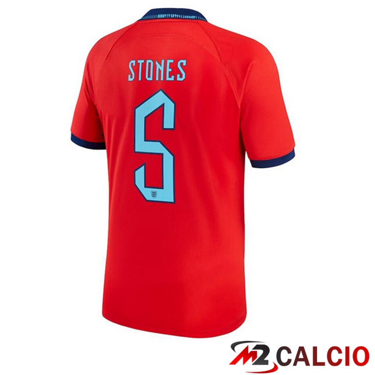 Maglie Calcio Personalizzate,Tute Calcio Squadre,Maglia Nazionale Italiana Calcio | Maglie Calcio Inghilterra (STONES 5) Seconda Rosso Coppa Del Mondo 2022