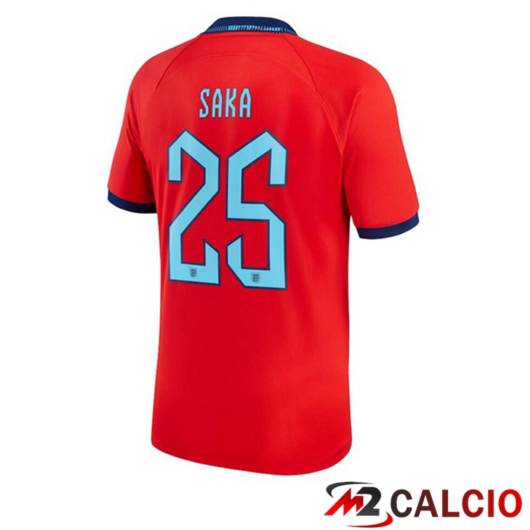 Maglie Calcio Personalizzate,Tute Calcio Squadre,Maglia Nazionale Italiana Calcio | Maglie Calcio Inghilterra (SAKA 25) Seconda Rosso Coppa Del Mondo 2022