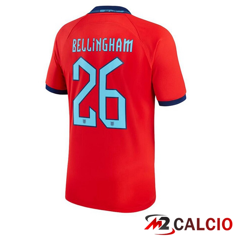 Maglie Calcio Personalizzate,Tute Calcio Squadre,Maglia Nazionale Italiana Calcio | Maglie Calcio Inghilterra (BELLINGHAM 26) Seconda Rosso Coppa Del Mondo 2022