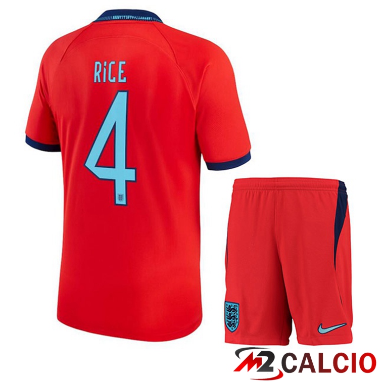Maglie Calcio Inghilterra (RICE 4) Bambino Seconda Rosso Coppa Del Mondo 2022
