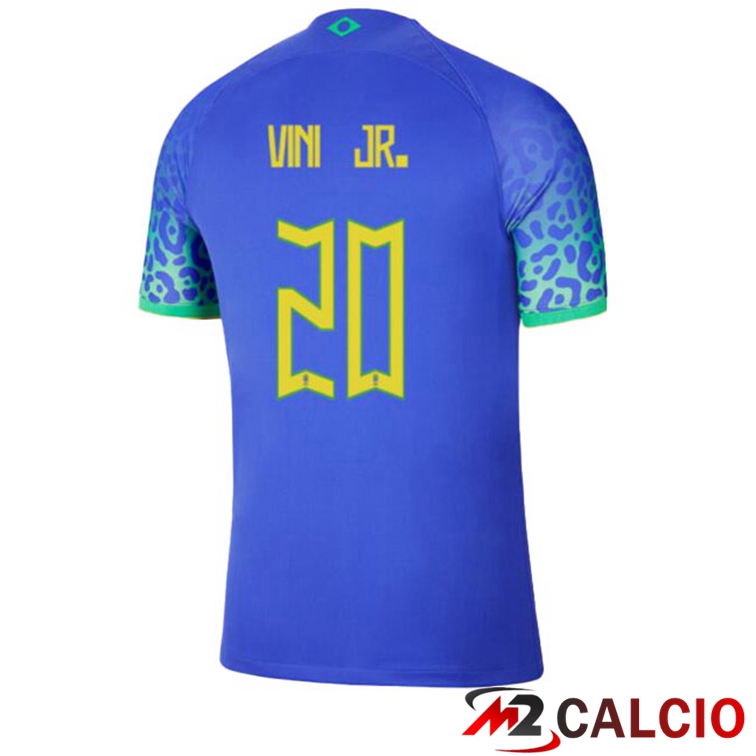 Maglie Calcio Brasile (VINI JR. 20) Seconda Blu Coppa Del Mondo 2022