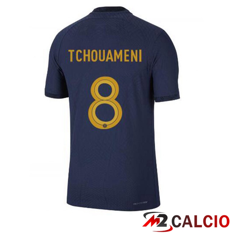 Maglie Calcio Personalizzate,Tute Calcio Squadre,Maglia Nazionale Italiana Calcio | Maglie Calcio Francia (TCHOUAMENI 8) Prima Blu Royal Coppa Del Mondo 2022