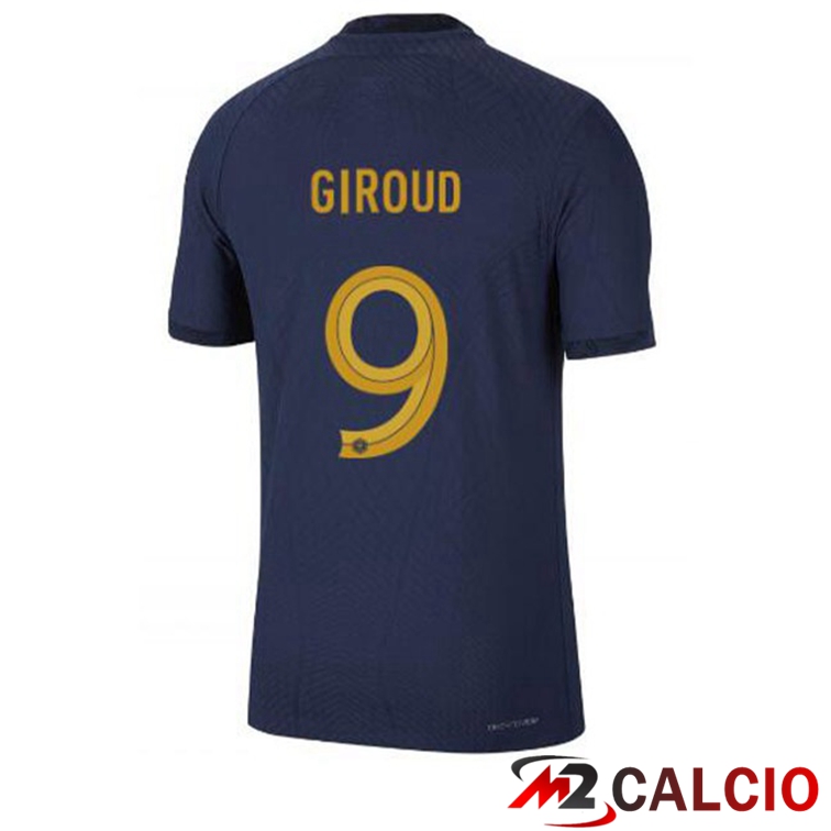 Maglie Calcio Personalizzate,Tute Calcio Squadre,Maglia Nazionale Italiana Calcio | Maglie Calcio Francia (GIROUD 9) Prima Blu Royal Coppa Del Mondo 2022