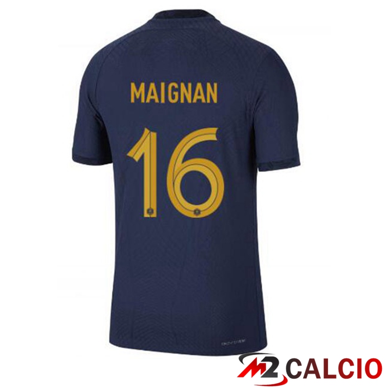 Maglie Calcio Personalizzate,Tute Calcio Squadre,Maglia Nazionale Italiana Calcio | Maglie Calcio Francia (MAIGNAN 16) Prima Blu Royal Coppa Del Mondo 2022