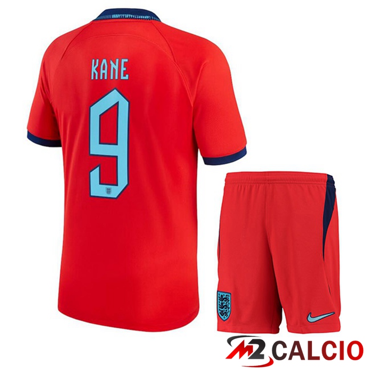 Maglie Calcio Inghilterra (KANE 9) Bambino Seconda Rosso 2022/2023