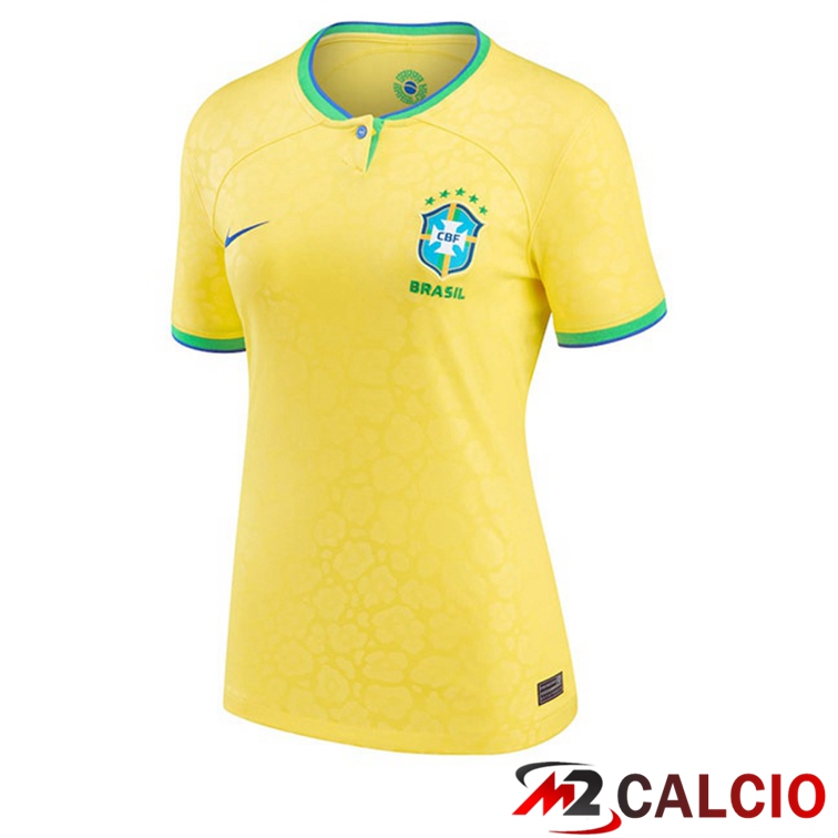 Maglie Calcio Personalizzate,Tute Calcio Squadre,Maglia Nazionale Italiana Calcio | Maglie Calcio Brasile Donna Prima Giallo Coppa Del Mondo 2022
