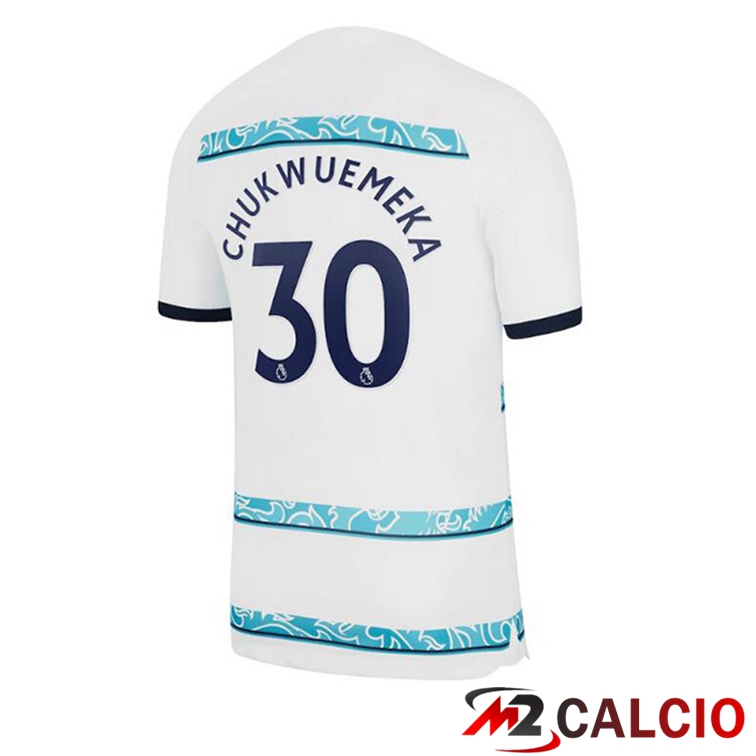 Maglie Calcio Personalizzate,Tute Calcio Squadre,Maglia Nazionale Italiana Calcio | Maglie Calcio FC Chelsea (CHUKWUEMEKA 30) Seconda Bianco 2022/2023