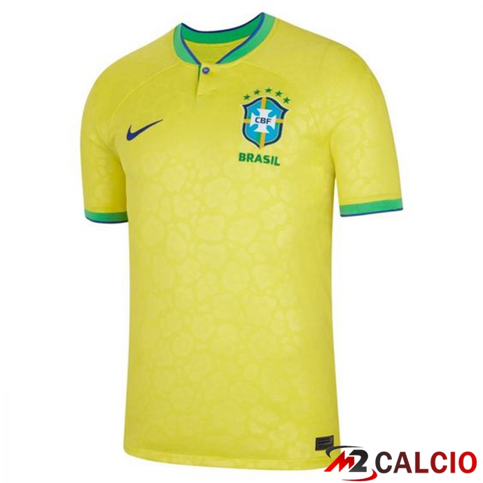 Insieme Maglie Calcio Brasile Prima + Pantaloncini Coppa Del Mondo 2022