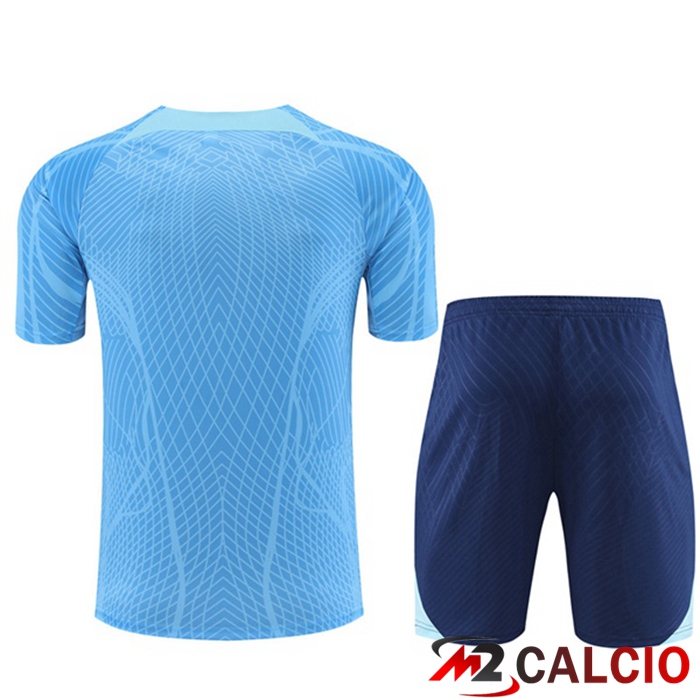T Shirt Allenamento Inghilterra + Pantaloncini Blu 2022/2023