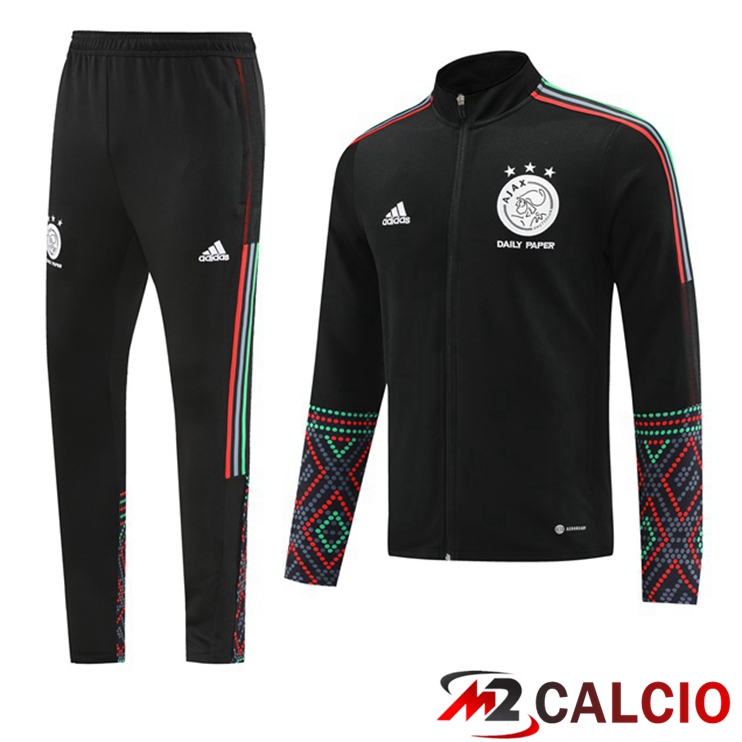 Maglie Calcio Personalizzate,Tute Calcio Squadre,Maglia Nazionale Italiana Calcio | Insieme Tuta Calcio - Giacca AFC Ajax Nero 2022/2023