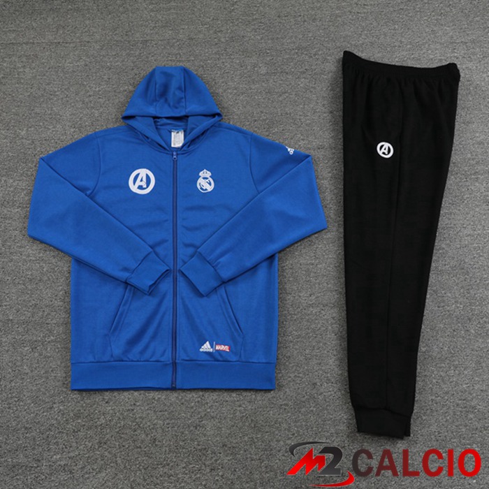 Insieme Giacca Con Cappuccio Tuta Real Madrid Blu 2022/2023