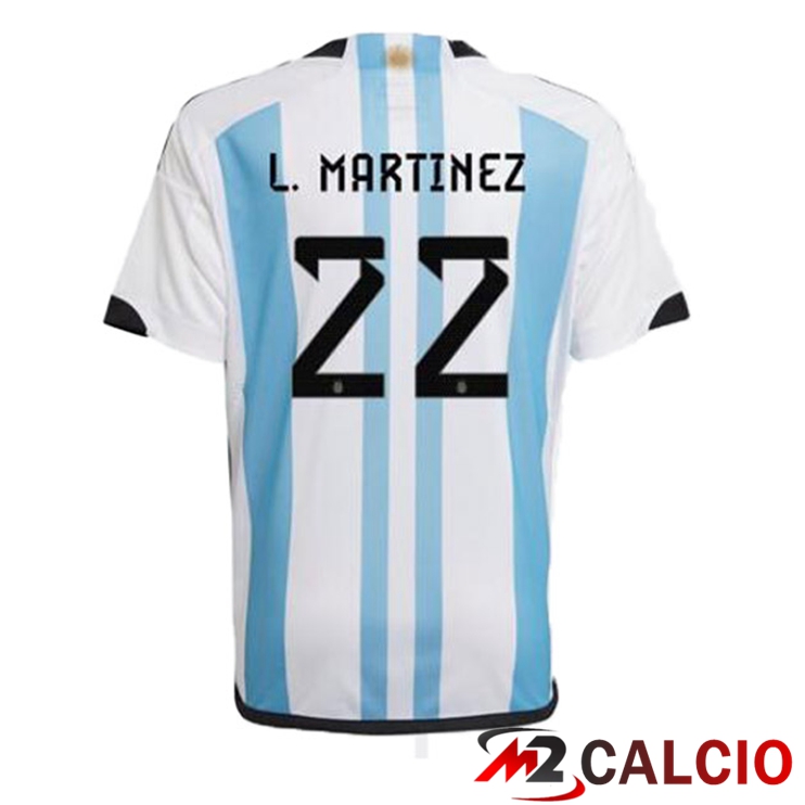Maglie Calcio Personalizzate,Tute Calcio Squadre,Maglia Nazionale Italiana Calcio | Maglie Calcio Argentina (L. MARTINEZ 22) Prima Blu Bianco Coppa Del Mondo 2022