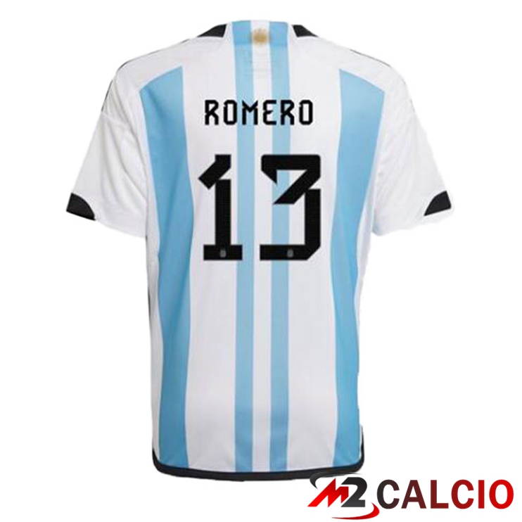 Maglie Calcio Personalizzate,Tute Calcio Squadre,Maglia Nazionale Italiana Calcio | Maglie Calcio Argentina (ROMERO 13) Prima Blu Bianco Coppa Del Mondo 2022