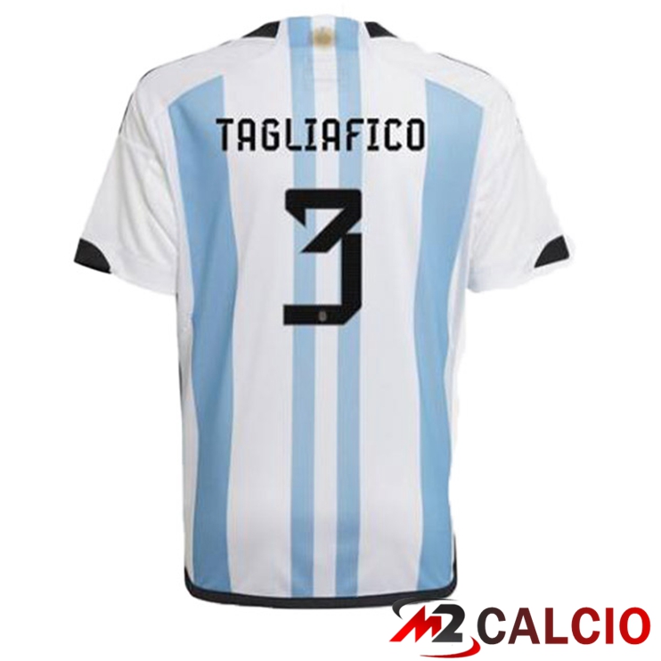 Maglie Calcio Personalizzate,Tute Calcio Squadre,Maglia Nazionale Italiana Calcio | Maglie Calcio Argentina (TAGLIAFICO 3) Prima Blu Bianco Coppa Del Mondo 2022
