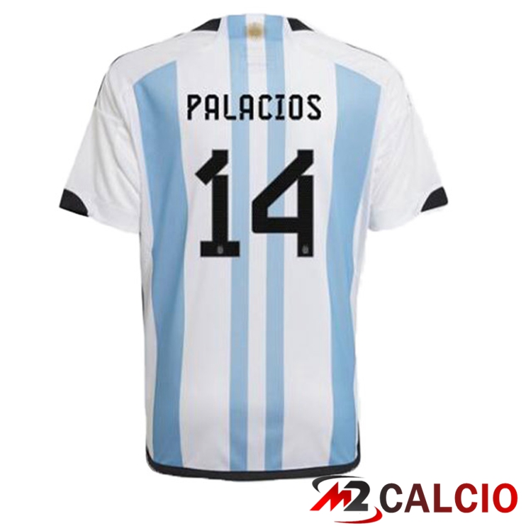 Maglie Calcio Personalizzate,Tute Calcio Squadre,Maglia Nazionale Italiana Calcio | Maglie Calcio Argentina (PALACIOS 14) Prima Blu Bianco Coppa Del Mondo 2022