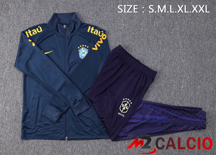 Insieme Tuta Calcio - Giacca Brasile Blu Reale 2022/2023