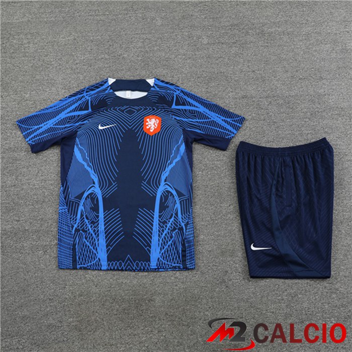 T Shirt Allenamento Paesi Bassi + Pantaloncini Blu Reale 2022/2023