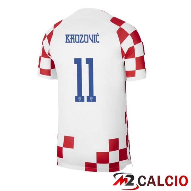 Maglie Calcio Personalizzate,Tute Calcio Squadre,Maglia Nazionale Italiana Calcio | Maglie Calcio Croazia (BROZOVIĆ 11) Prima Bianco Rosso Coppa Del Mondo 2022