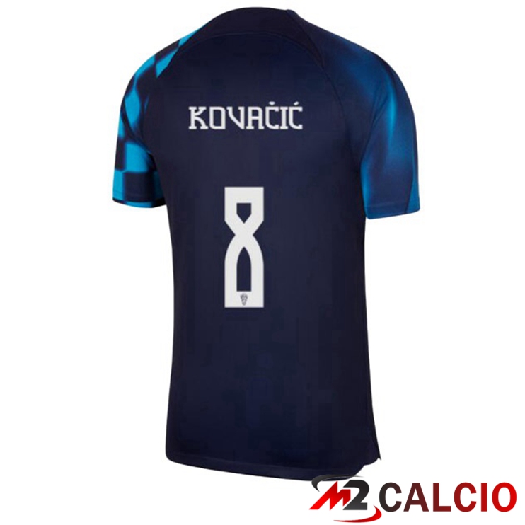 Maglie Calcio Personalizzate,Tute Calcio Squadre,Maglia Nazionale Italiana Calcio | Maglie Calcio Croazia (KOVAČIĆ 8) Seconda Nero Blu Coppa Del Mondo 2022
