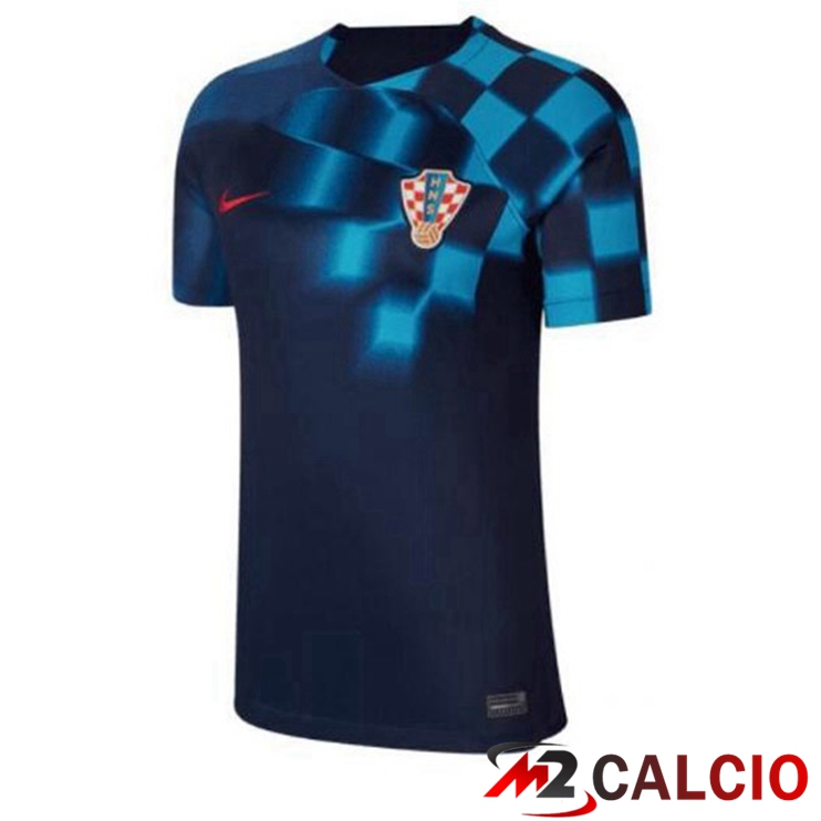 Maglie Calcio Personalizzate,Tute Calcio Squadre,Maglia Nazionale Italiana Calcio | Maglie Calcio Croazia Donna Seconda Nero Blu Coppa Del Mondo 2022