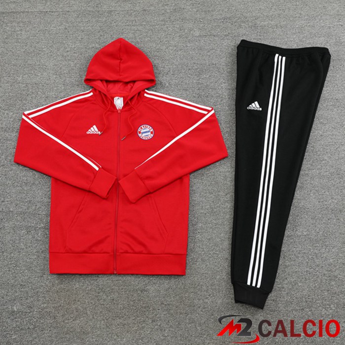 Insieme Giacca Con Cappuccio Tuta Bayern Monaco Rosso 2023/2024
