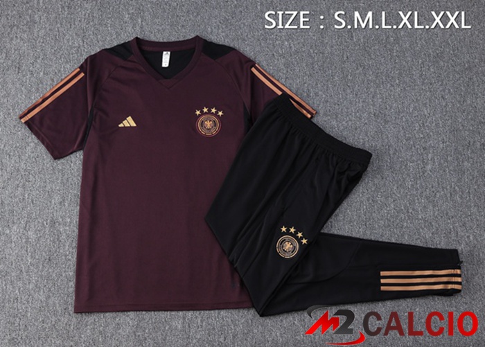 T Shirt Allenamento Germania + Pantaloni Rosso 2023/2024