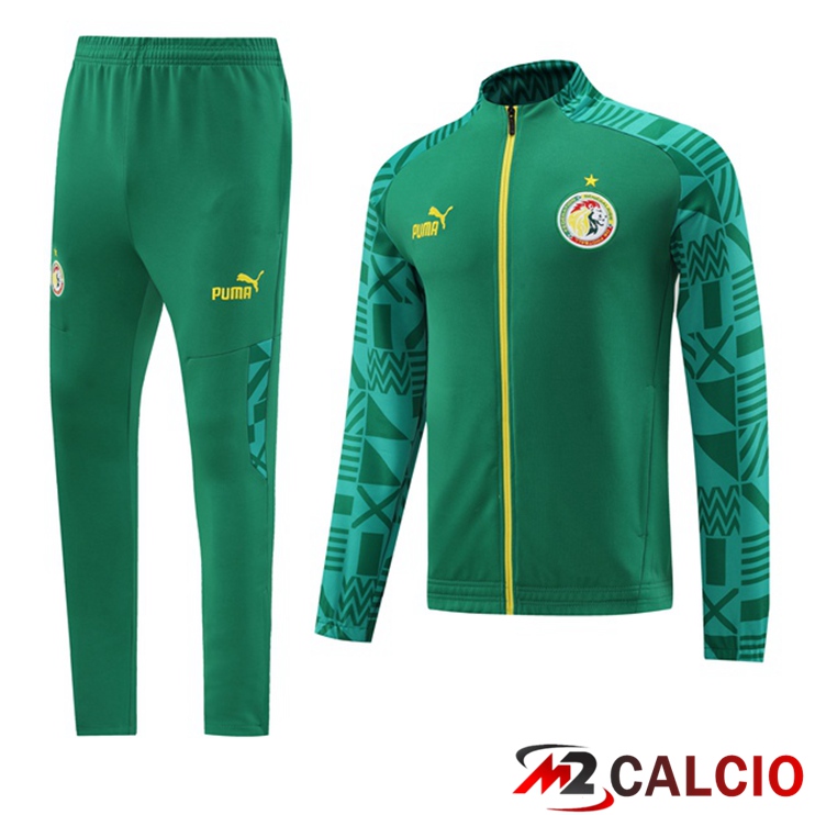 Maglie Calcio Personalizzate,Tute Calcio Squadre,Maglia Nazionale Italiana Calcio | Insieme Tuta Calcio - Giacca Senegal Verde 2023/2024