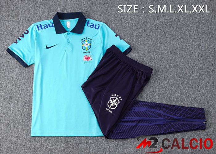 Maglia Polo Brasile + Pantaloni Blu 2023/2024