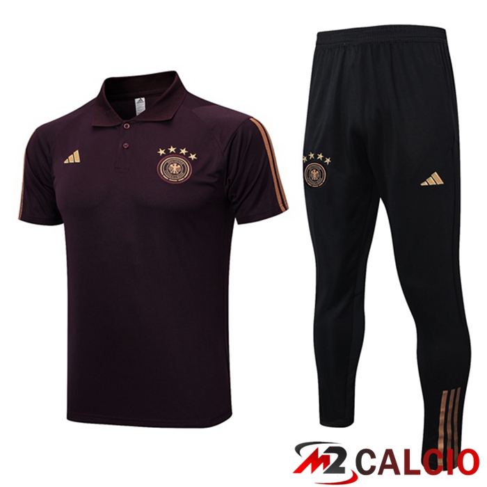 Maglie Calcio Personalizzate,Tute Calcio Squadre,Maglia Nazionale Italiana Calcio | Maglia Polo Germania + Pantaloni Marrone 2023/2024
