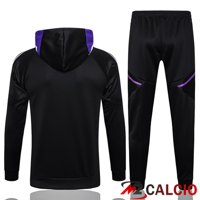 Insieme Giacca Con Cappuccio Tuta Real Madrid Nero 2023/2024
