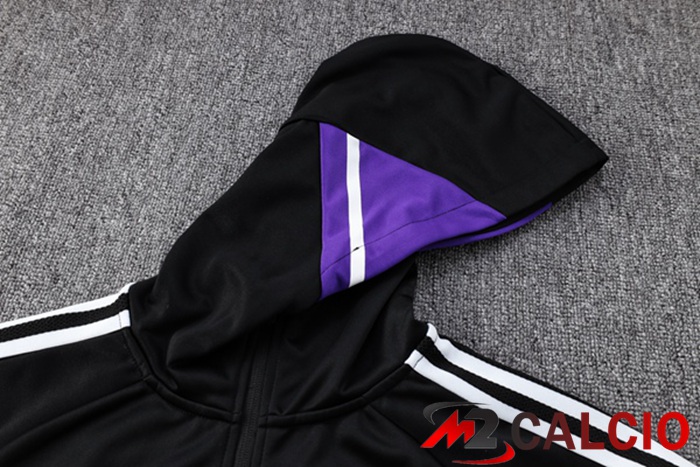 Insieme Giacca Con Cappuccio Tuta Real Madrid Nero 2023/2024