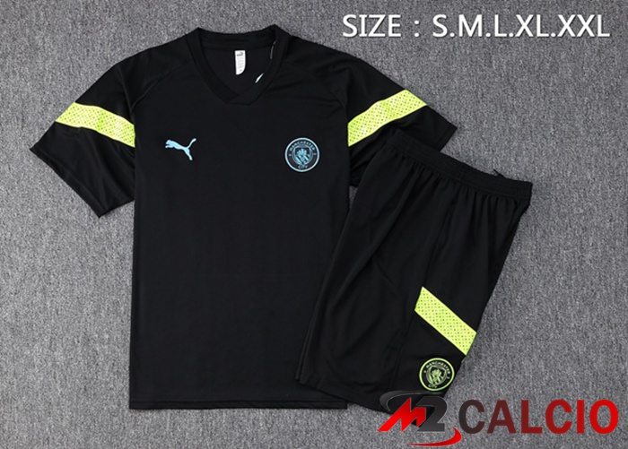 T Shirt Allenamento Manchester City + Pantaloncini Nero 2023/2024