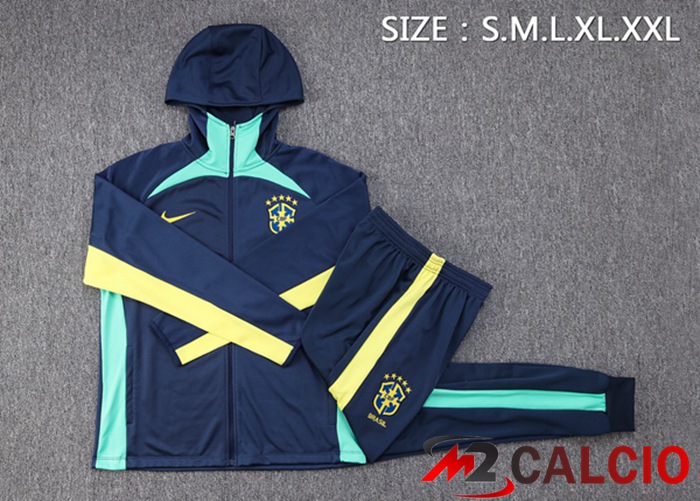Insieme Giacca Con Cappuccio Tuta Brasile Blu Reale 2023/2024