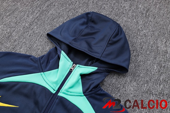 Insieme Giacca Con Cappuccio Tuta Brasile Blu Reale 2023/2024