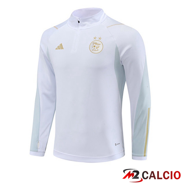 Maglie Calcio Personalizzate,Tute Calcio Squadre,Maglia Nazionale Italiana Calcio | Felpa Allenamento Algeria Bianco 2023/2024