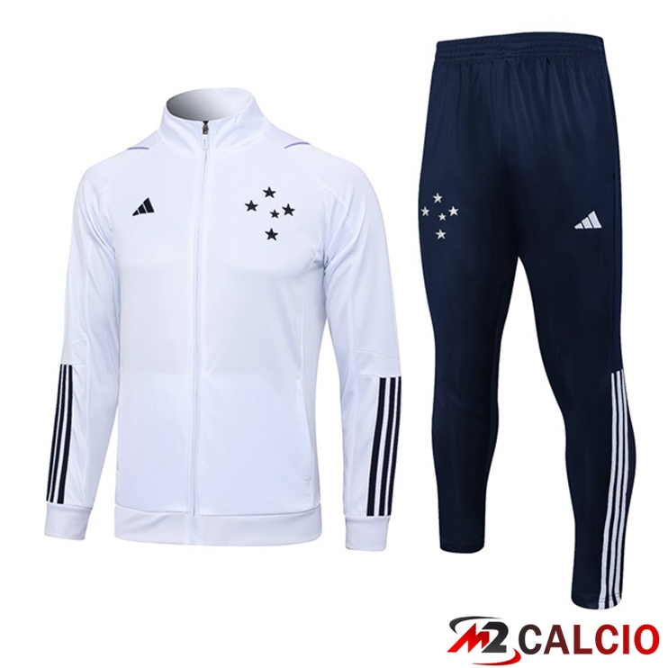 Maglie Calcio Personalizzate,Tute Calcio Squadre,Maglia Nazionale Italiana Calcio | Insieme Tuta Calcio - Giacca Cruzeiro EC Bianco 2023/2024