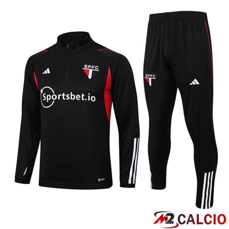 Maglie Calcio Personalizzate,Tute Calcio Squadre,Maglia Nazionale Italiana Calcio | Insieme Tuta Calcio Sao Paulo FC Nero 2023/2024