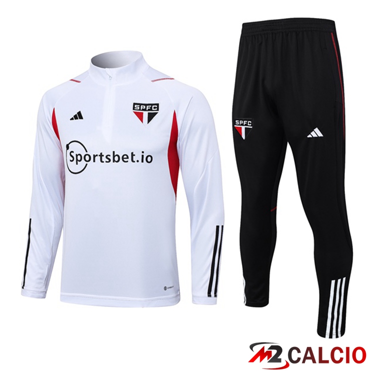 Maglie Calcio Personalizzate,Tute Calcio Squadre,Maglia Nazionale Italiana Calcio | Insieme Tuta Calcio Sao Paulo FC Bianco 2023/2024