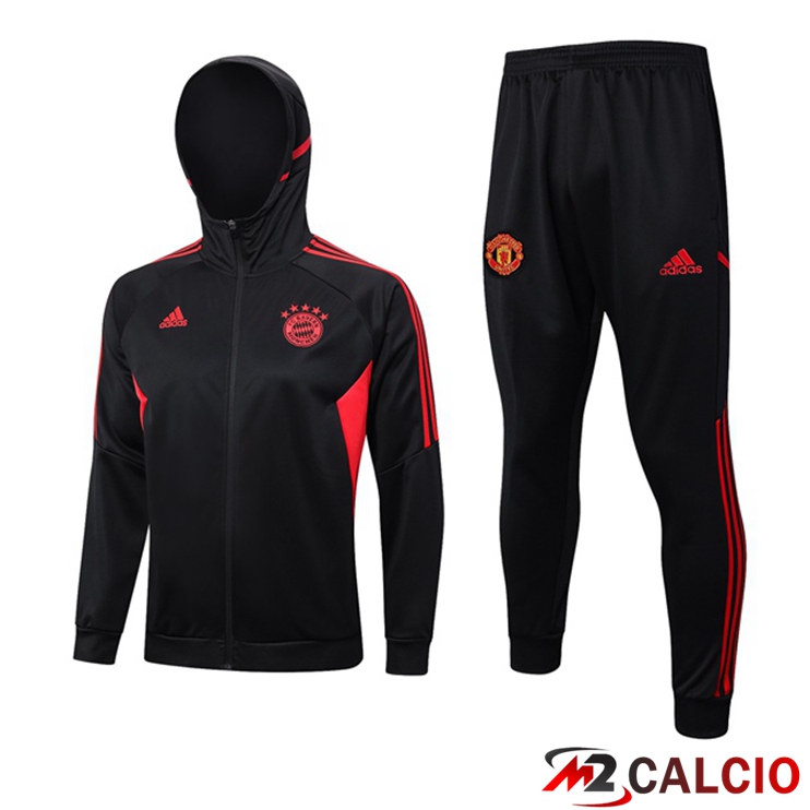Maglie Calcio Personalizzate,Tute Calcio Squadre,Maglia Nazionale Italiana Calcio | Insieme Giacca Con Cappuccio Tuta Bayern Monaco Nero 2023/2024