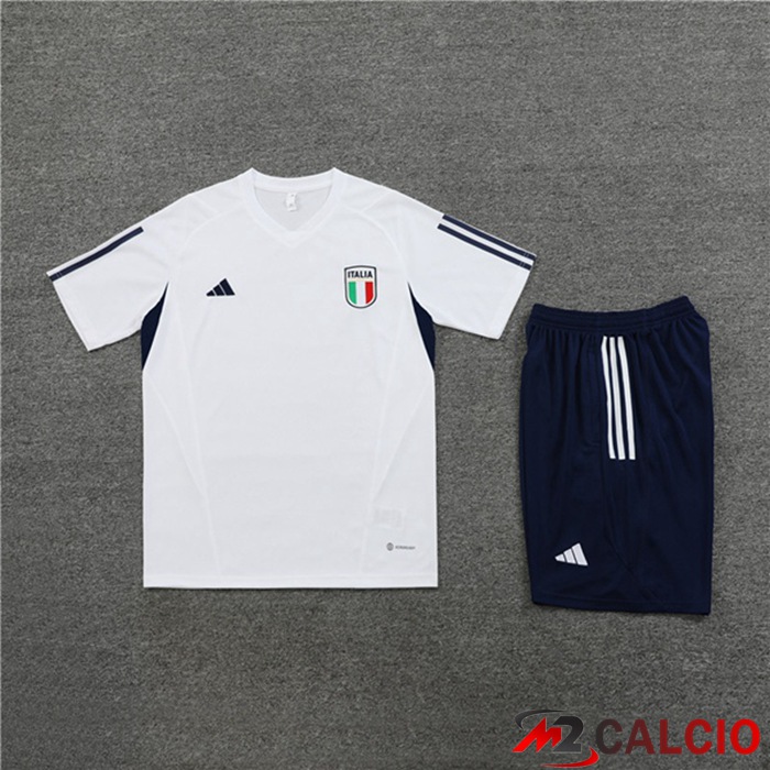 T Shirt Allenamento Italia + Pantaloncini Bianco 2023/2024